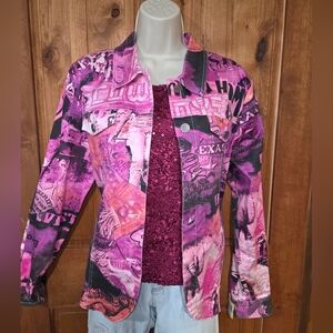 Vintage Vibrant‎ Pink Graphic Jean Jacket